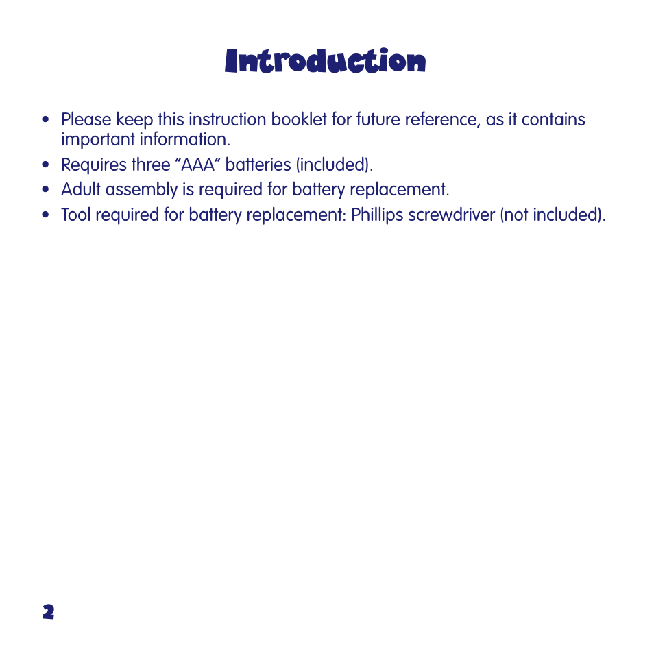 Introduction | Fisher-Price FUN2LEARN L6723 User Manual | Page 2 / 20
