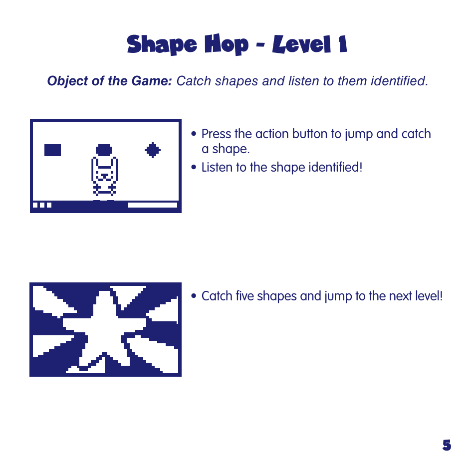 Shape hop - level 1 | Fisher-Price FUN2LEARN L6723 User Manual | Page 5 / 20