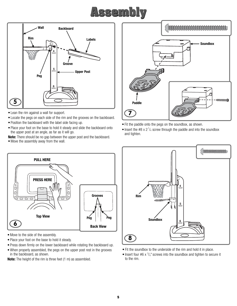 Assembly | Fisher-Price K9125 User Manual | Page 5 / 8
