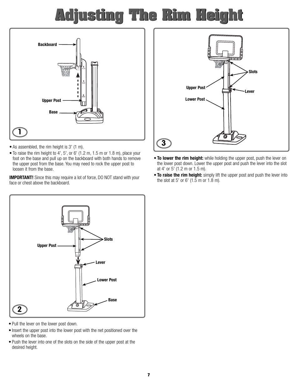 Adjusting the rim height | Fisher-Price K9125 User Manual | Page 7 / 8