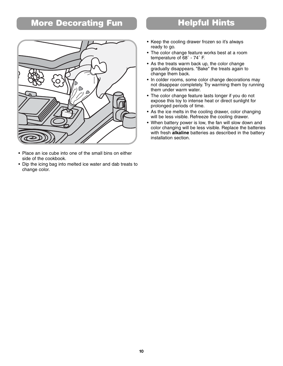 More decorating fun helpful hints | Fisher-Price 75423 User Manual | Page 10 / 12