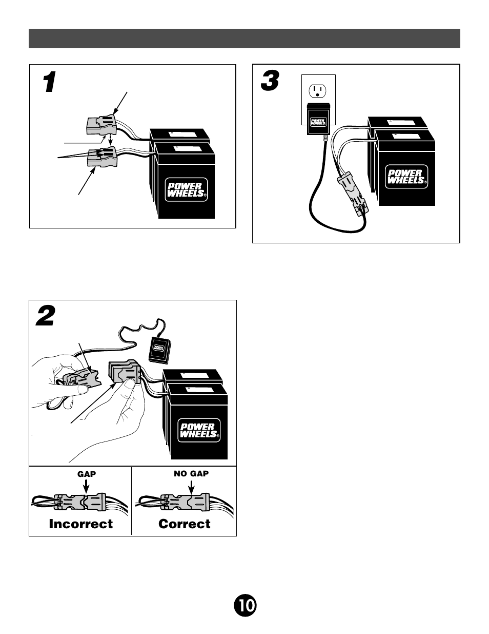Battery charging, Incorrect correct | Fisher-Price POWER WHEELS BY FISHER PRICE 73210 User Manual | Page 10 / 36