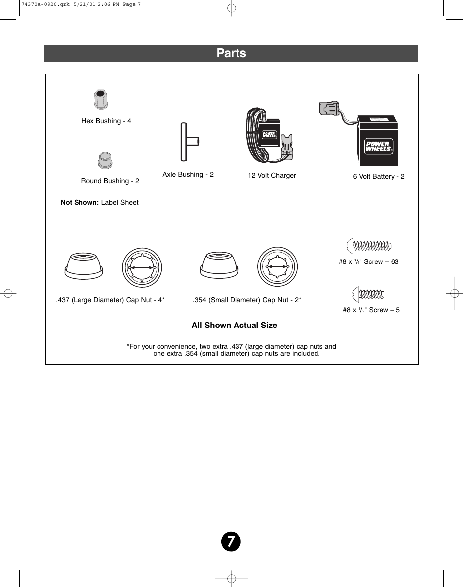 Parts | Fisher-Price HARLEY-DAVIDSON 74370 User Manual | Page 7 / 36