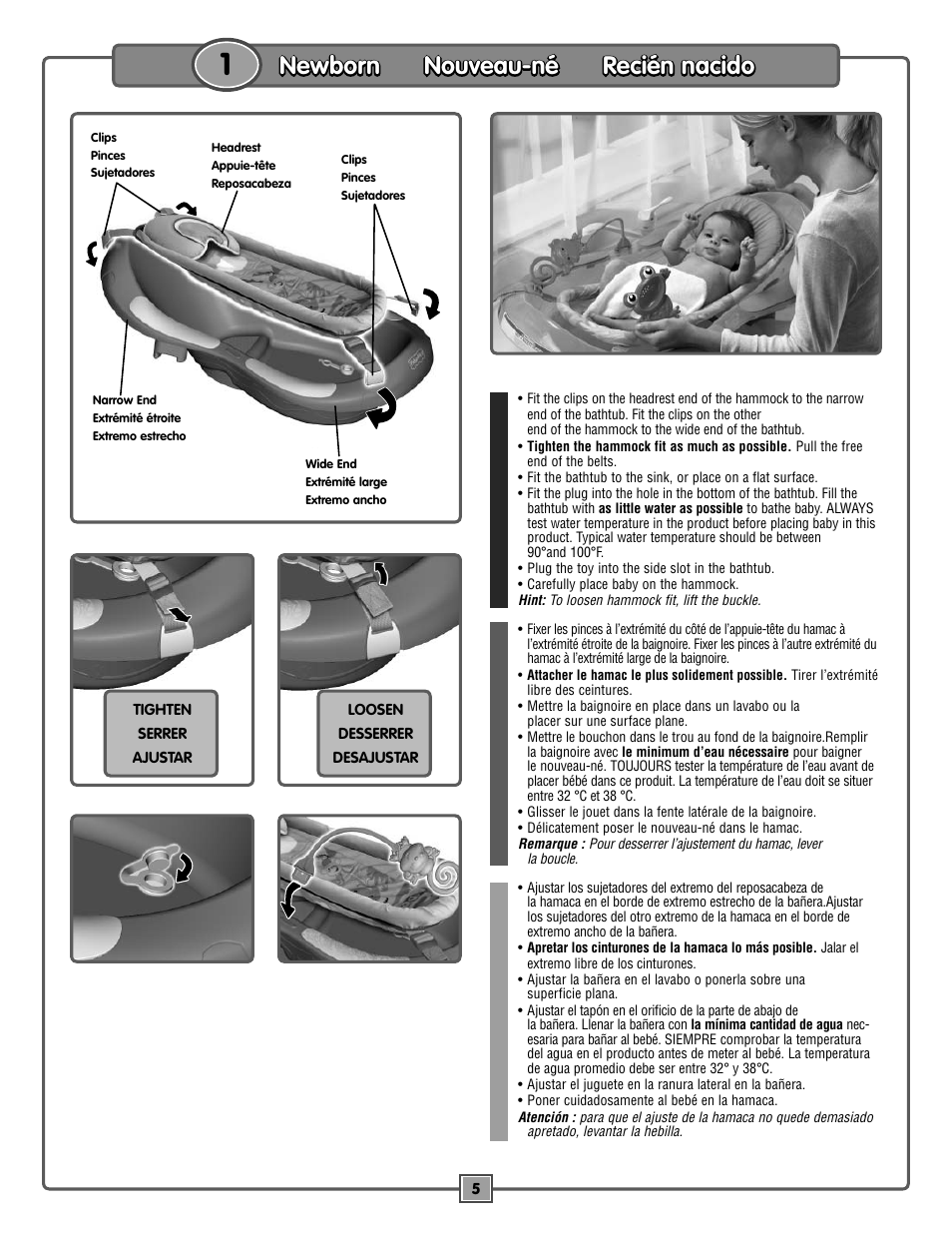 Newborn nouveau-né recién nacido | Fisher-Price RAINFOREST M3177 User Manual | Page 5 / 8