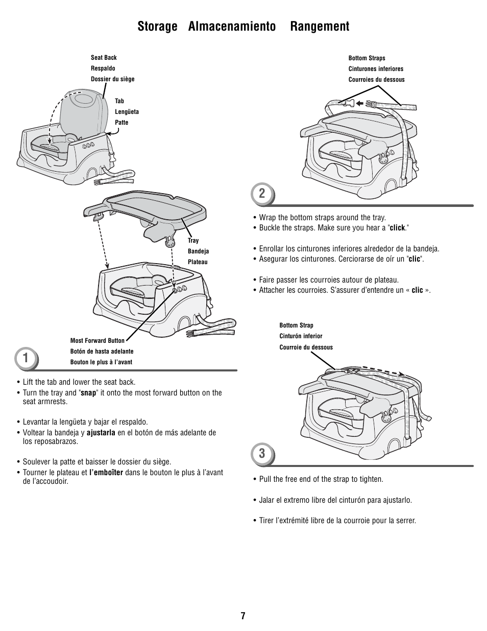 Storage almacenamiento rangement | Fisher-Price V8638 User Manual | Page 7 / 8