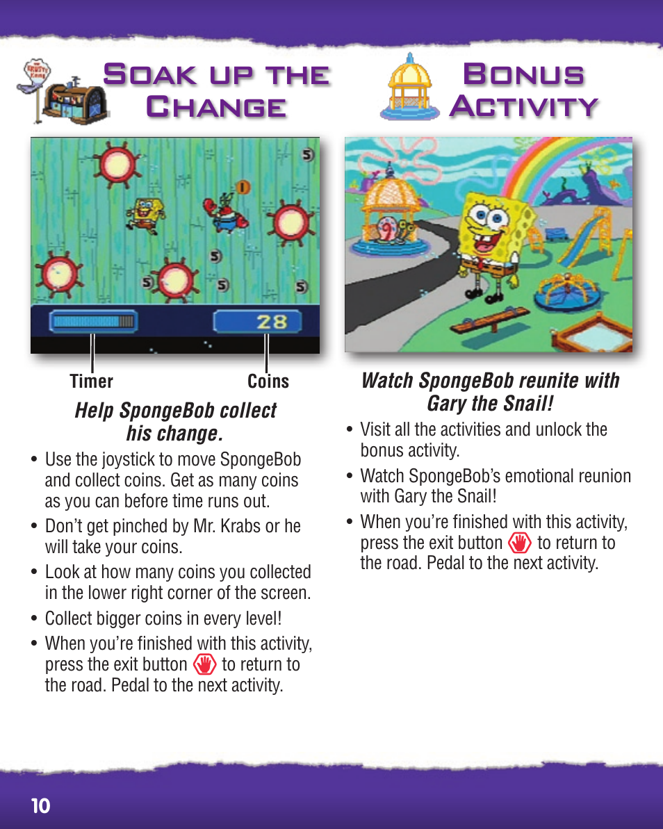 Soak up the change, Bonus activity | Fisher-Price SMART CYCLE EXTREME P8898 User Manual | Page 10 / 16