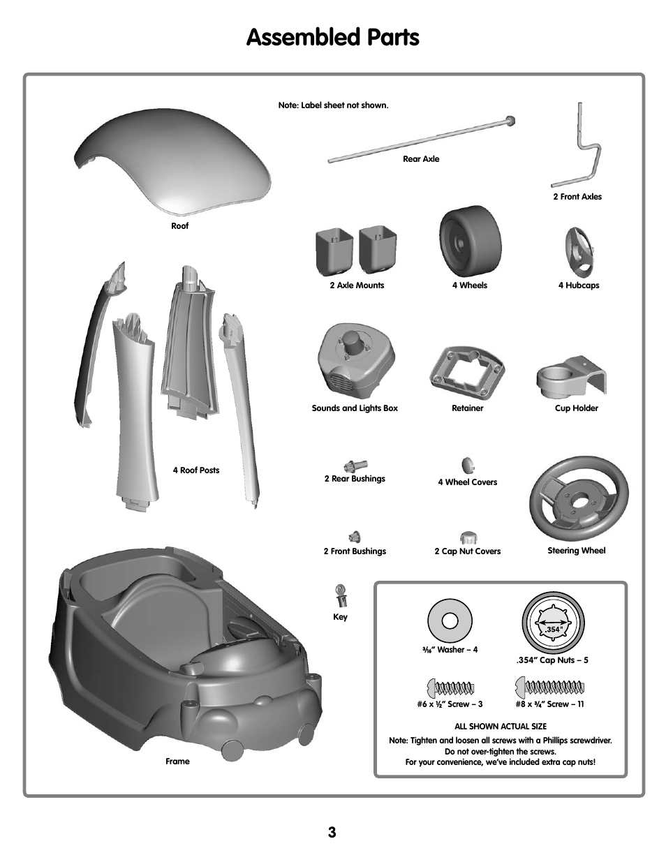 Assembled parts | Fisher-Price M7596 User Manual | Page 3 / 12