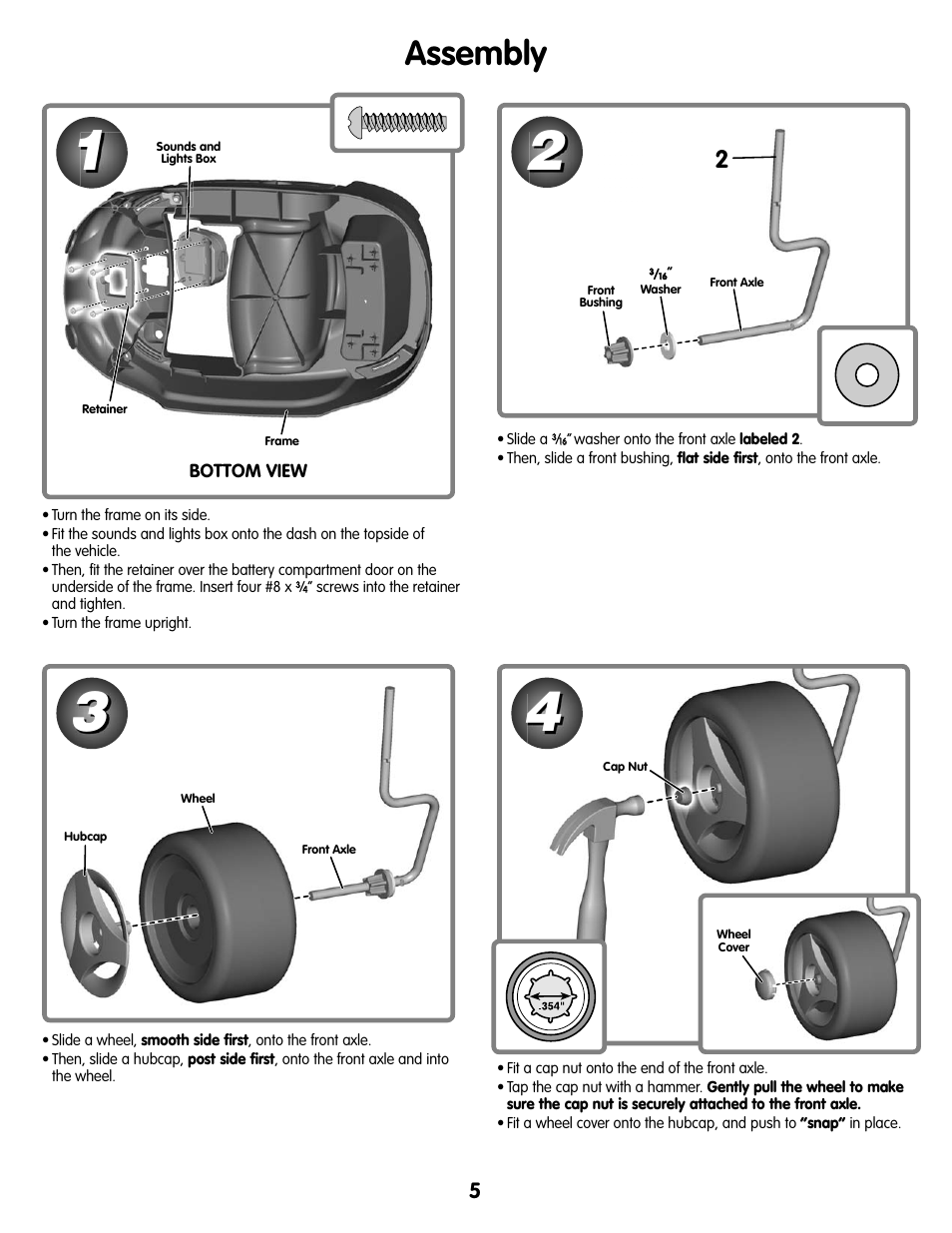 Assembly | Fisher-Price M7596 User Manual | Page 5 / 12