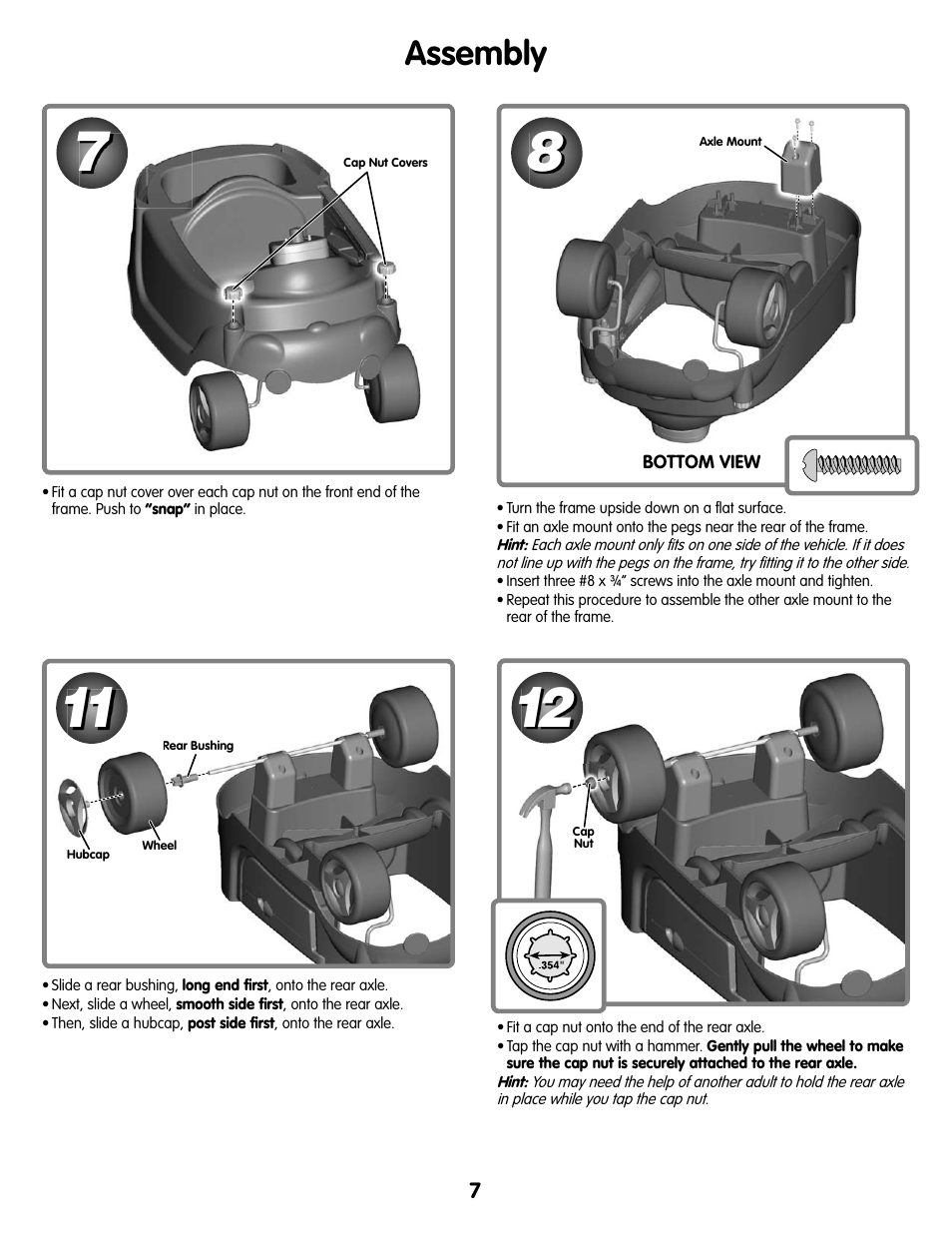 Assembly | Fisher-Price M7596 User Manual | Page 7 / 12