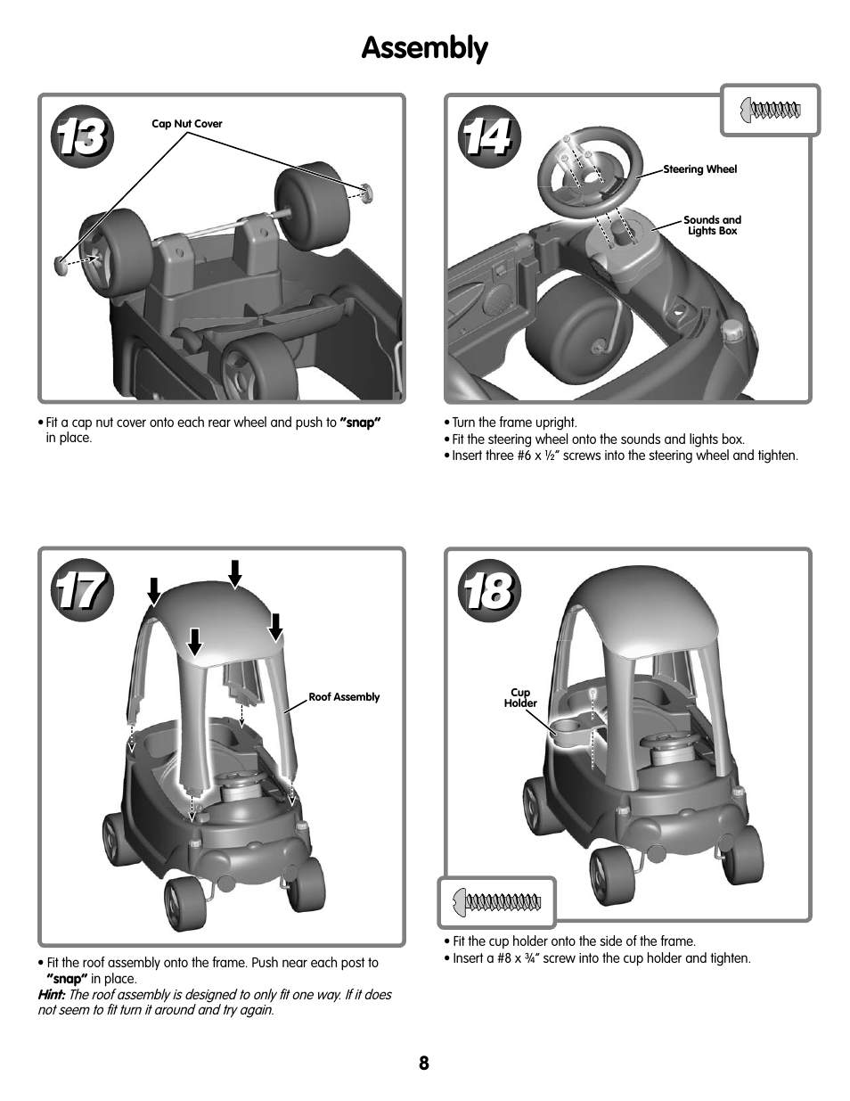 Assembly | Fisher-Price M7596 User Manual | Page 8 / 12
