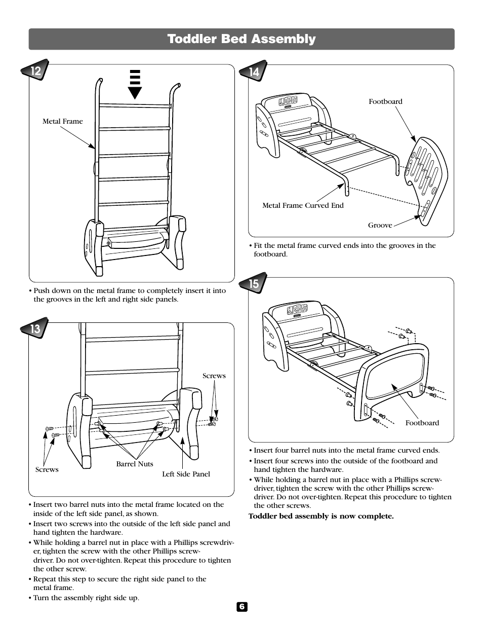 Toddler bed assembly | Fisher-Price 79415 User Manual | Page 6 / 8