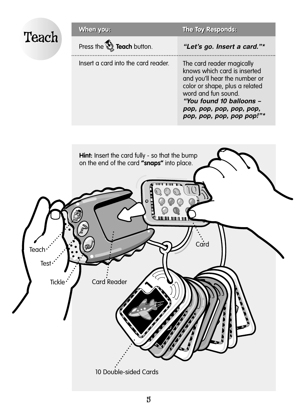 Teach | Fisher-Price NUMBER FLASH CARDS 77824 User Manual | Page 5 / 12