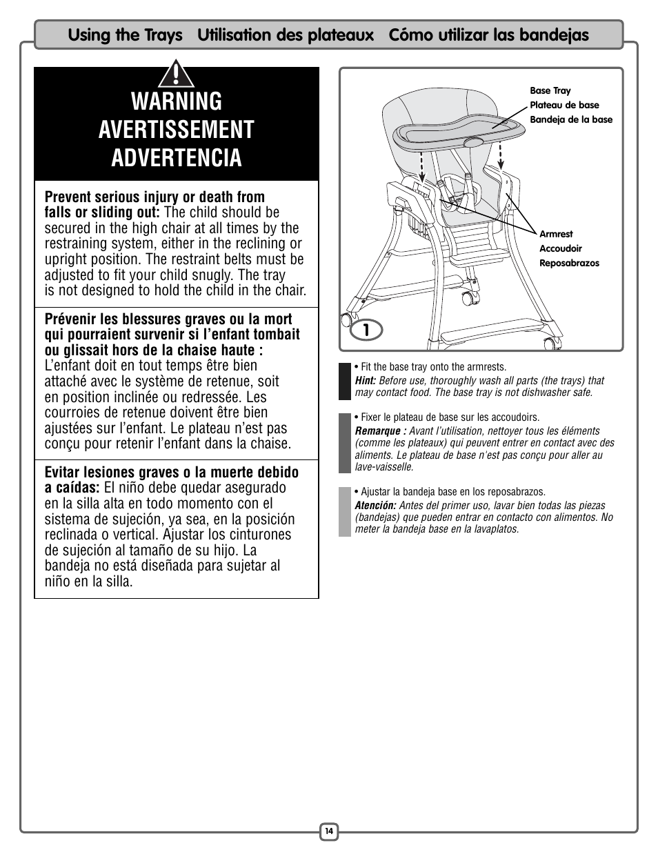 Warning avertissement advertencia | Fisher-Price L7031 User Manual | Page 14 / 20