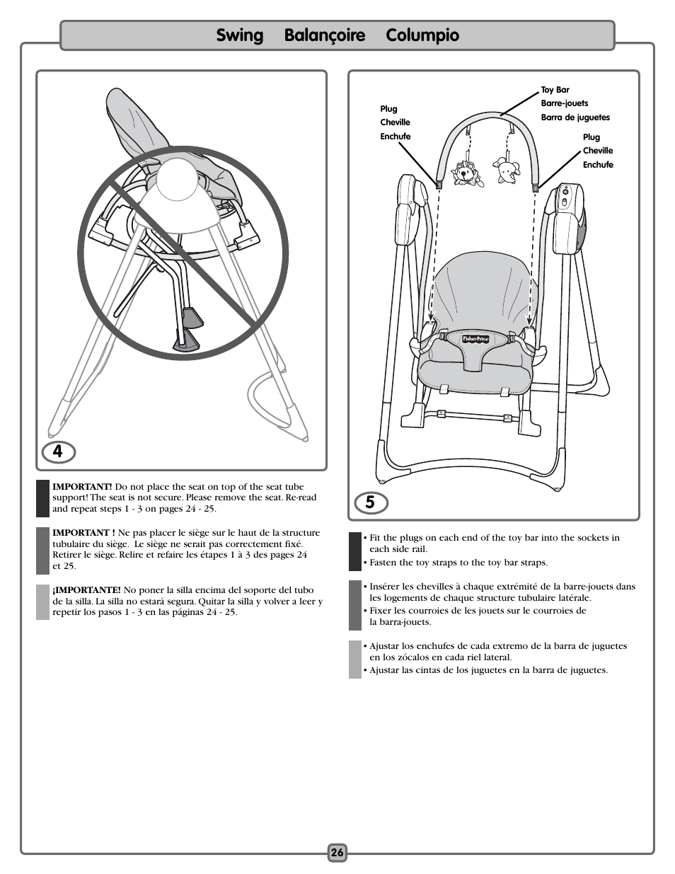 Swing balançoire columpio | Fisher-Price L1962 User Manual | Page 26 / 36