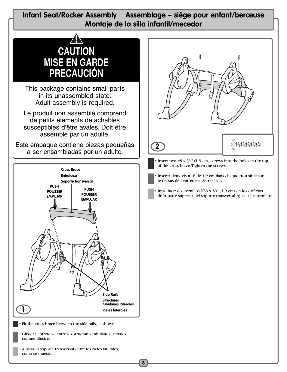 Caution mise en garde precaución | Fisher-Price L1962 User Manual | Page 8 / 36