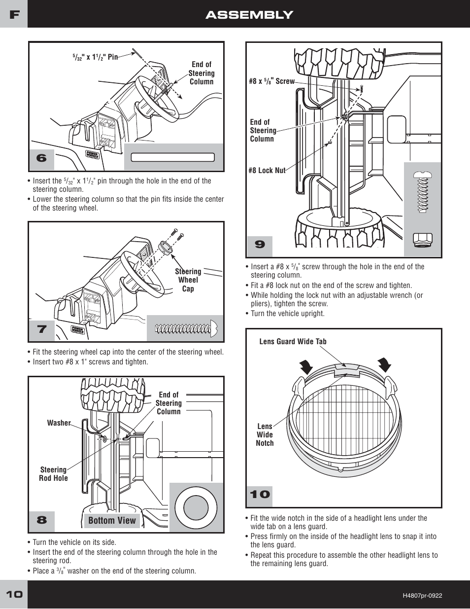 Assembly, Bottom view | Fisher-Price H4803 User Manual | Page 10 / 28