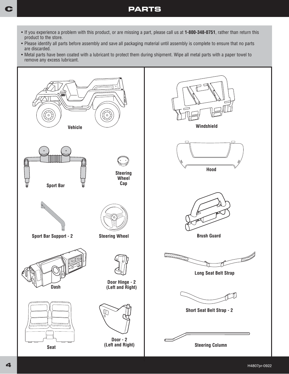 Parts | Fisher-Price H4803 User Manual | Page 4 / 28