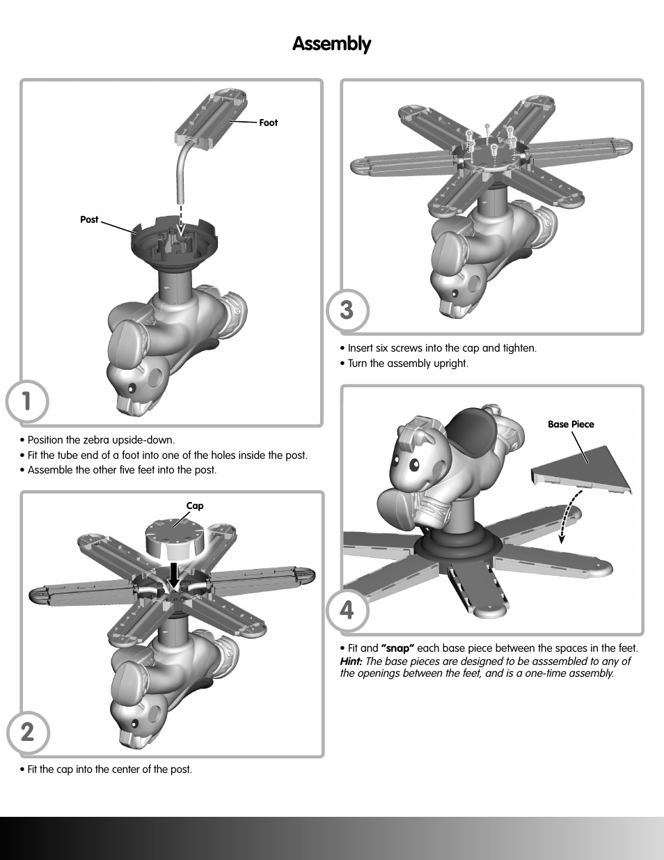 Assembly | Fisher-Price BOUNCE & SPIN ZEBRA K0317 User Manual | Page 3 / 6