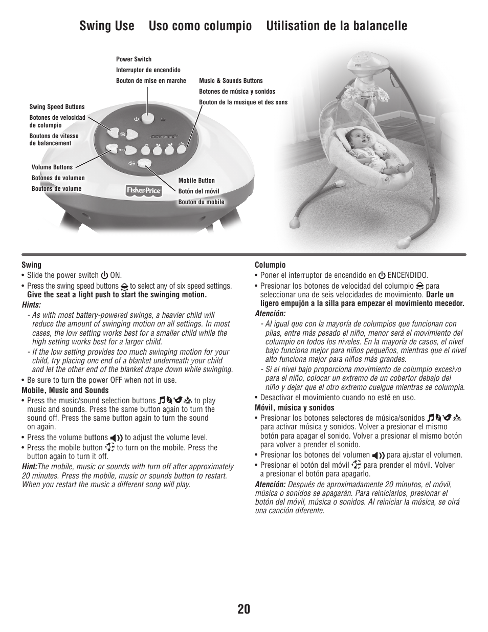 Fisher-Price W9510 User Manual | Page 20 / 24