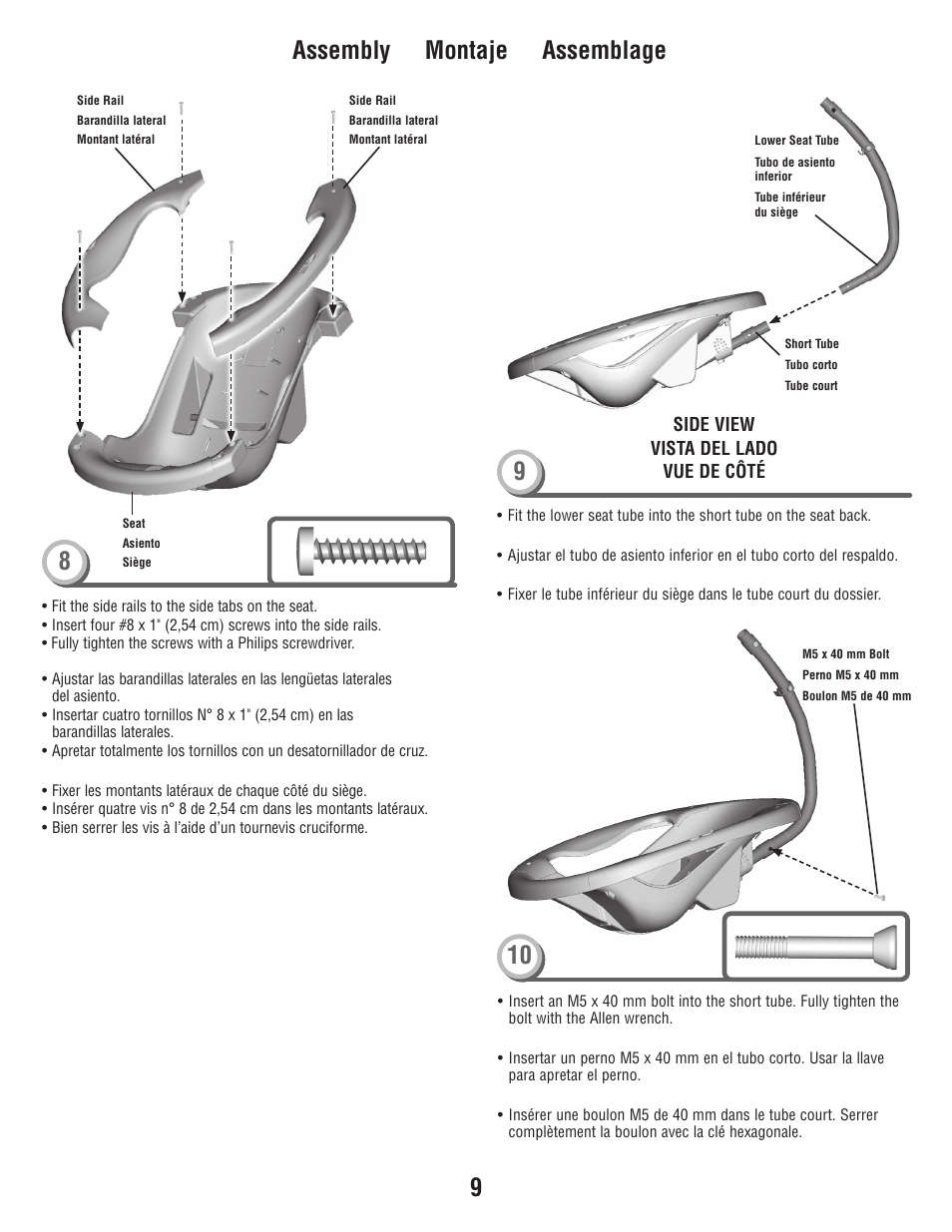 10 assembly montaje assemblage 9 | Fisher-Price W9510 User Manual | Page 9 / 24