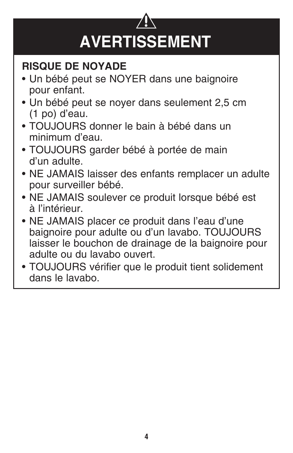 Avertissement | Fisher-Price P9438 User Manual | Page 4 / 12