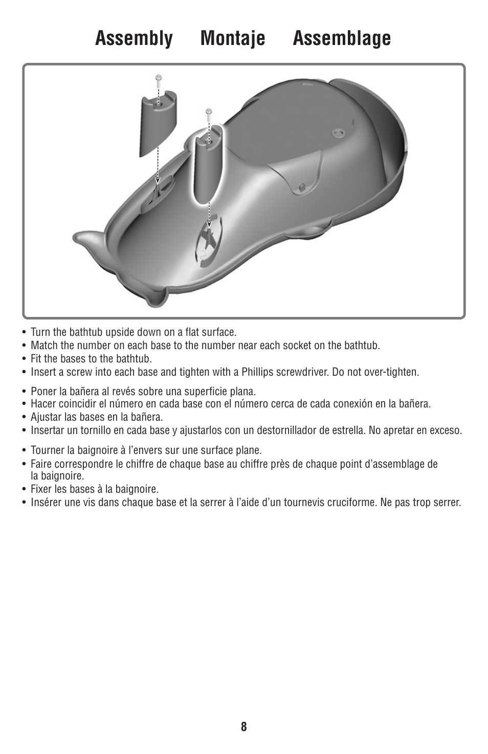 Assembly montaje assemblage | Fisher-Price P9438 User Manual | Page 8 / 12