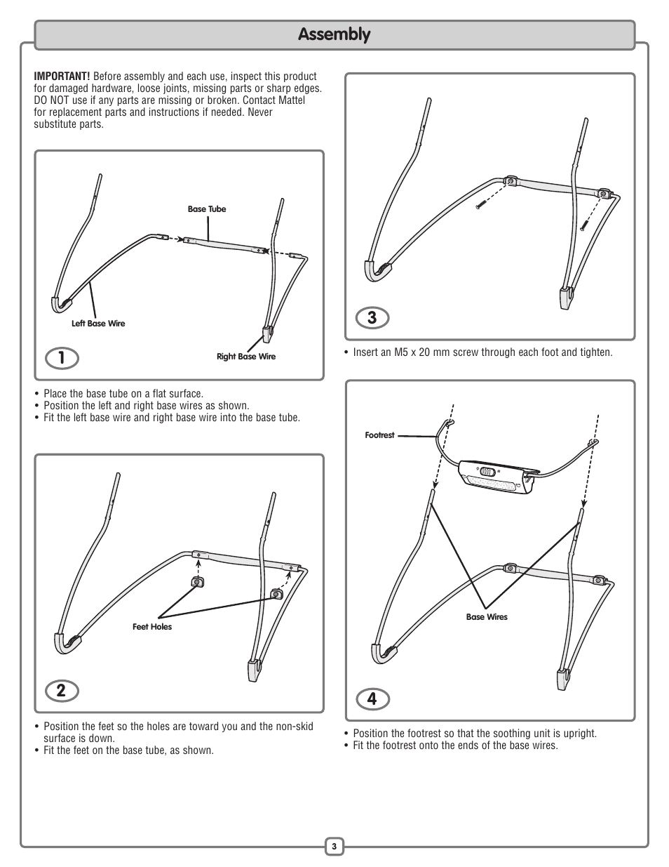 Assembly | Fisher-Price M7932 User Manual | Page 3 / 8
