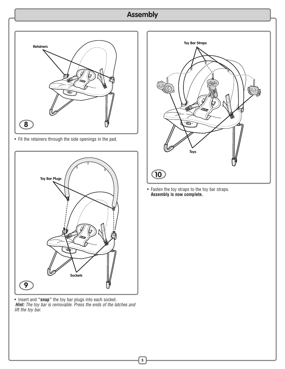 Assembly | Fisher-Price M7932 User Manual | Page 5 / 8
