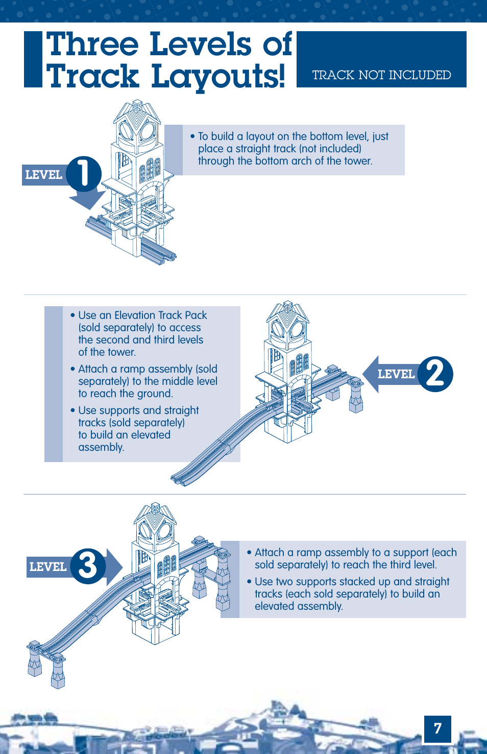 Three levels of track layouts | Fisher-Price GEOTRAX C5218 User Manual | Page 7 / 8