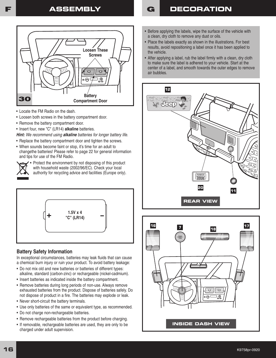Assembly, Decoration | Fisher-Price K4563 User Manual | Page 16 / 28