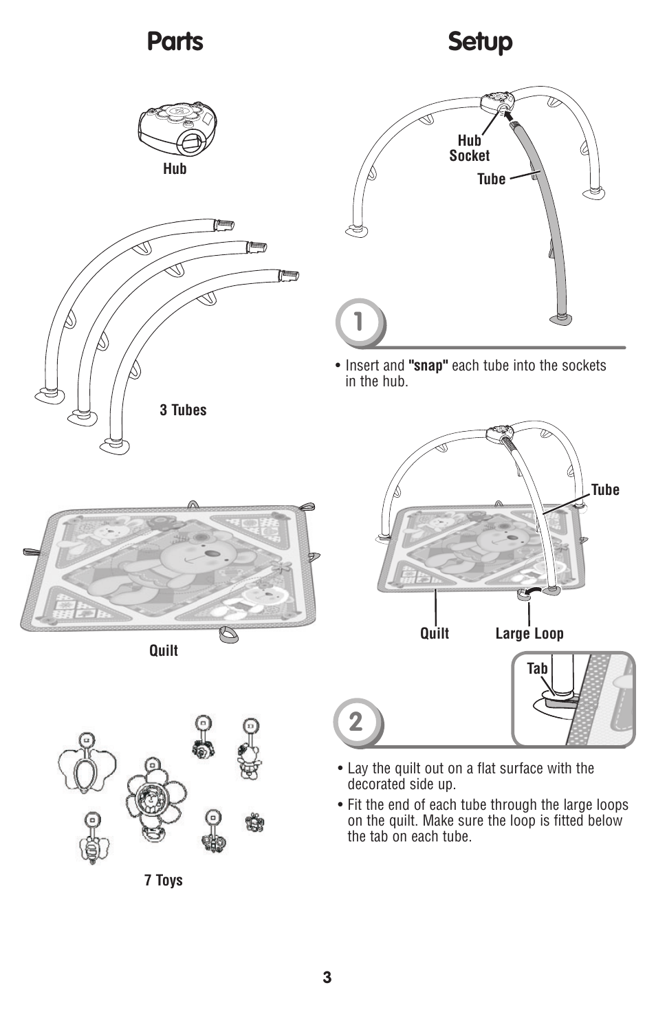 Parts, Setup | Fisher-Price R4748 User Manual | Page 3 / 6