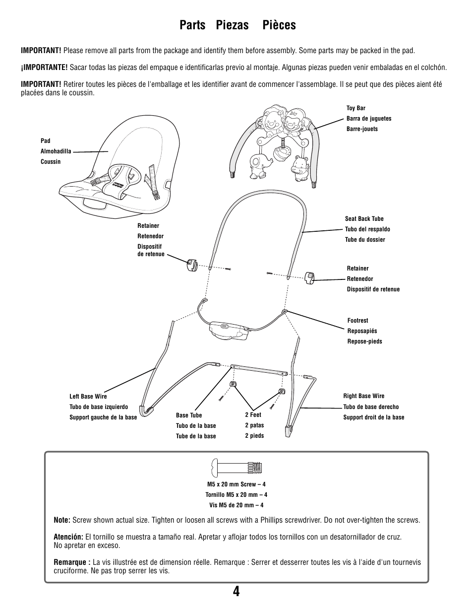 Parts piezas pièces | Fisher-Price R9949 User Manual | Page 4 / 16