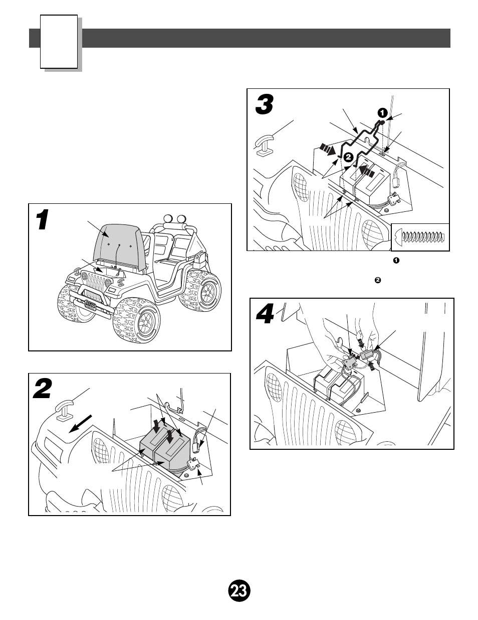 Battery installation | Fisher-Price BARBIE BEACH RANGER 78477 User Manual | Page 23 / 36
