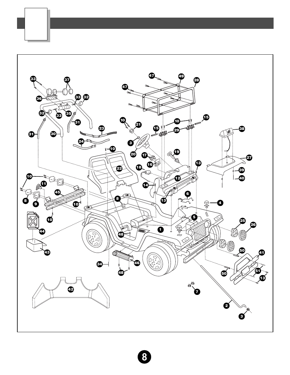 Parts diagram | Fisher-Price BARBIE BEACH RANGER 78477 User Manual | Page 8 / 36