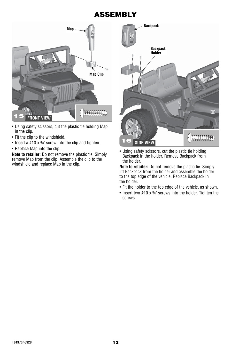 Assembly | Fisher-Price T6137 User Manual | Page 12 / 24