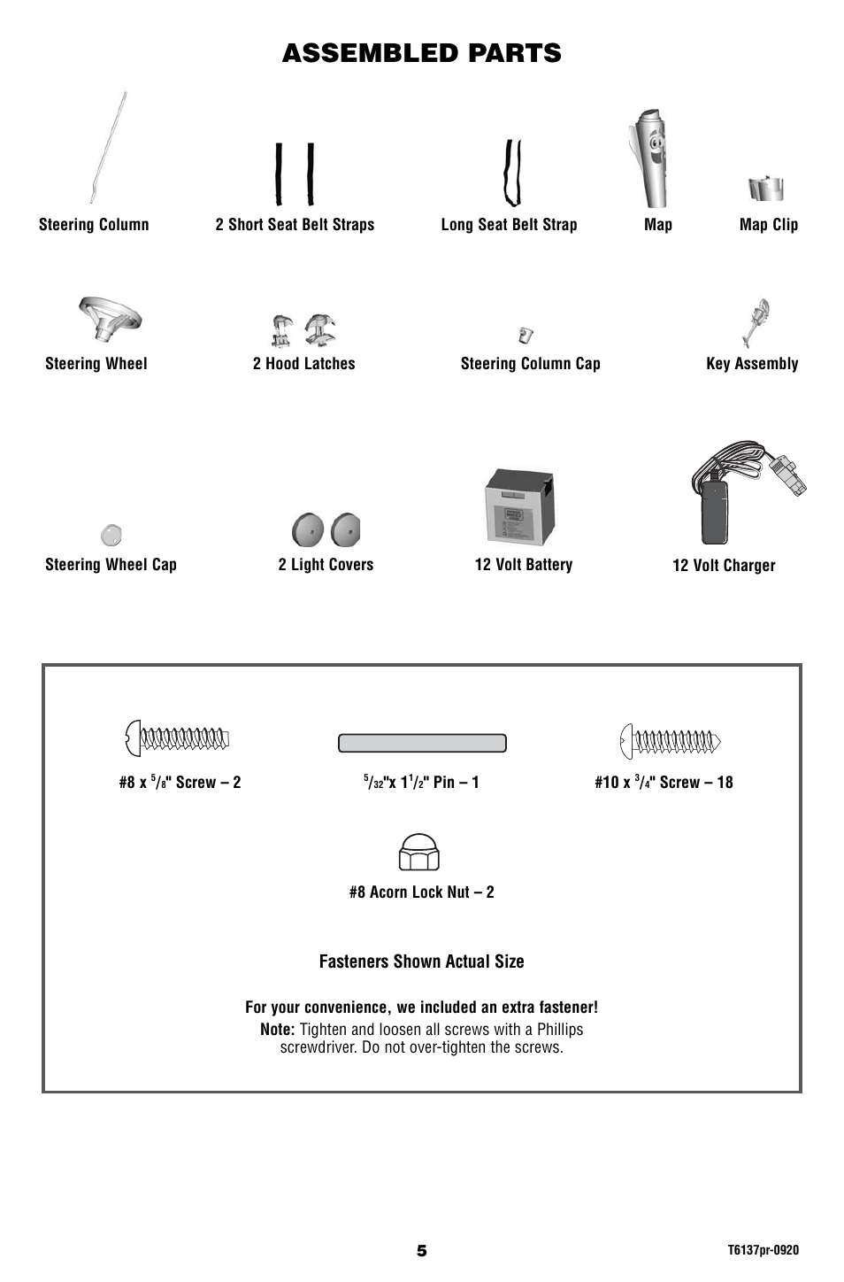 Assembled parts | Fisher-Price T6137 User Manual | Page 5 / 24