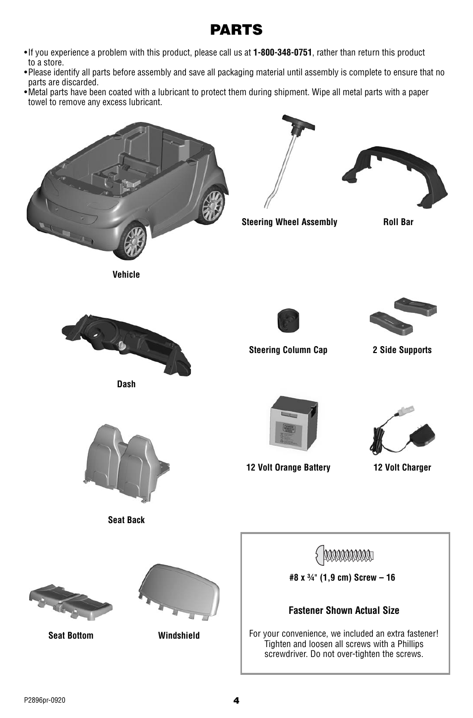 Parts | Fisher-Price SMART FORTWO P2896 User Manual | Page 4 / 20