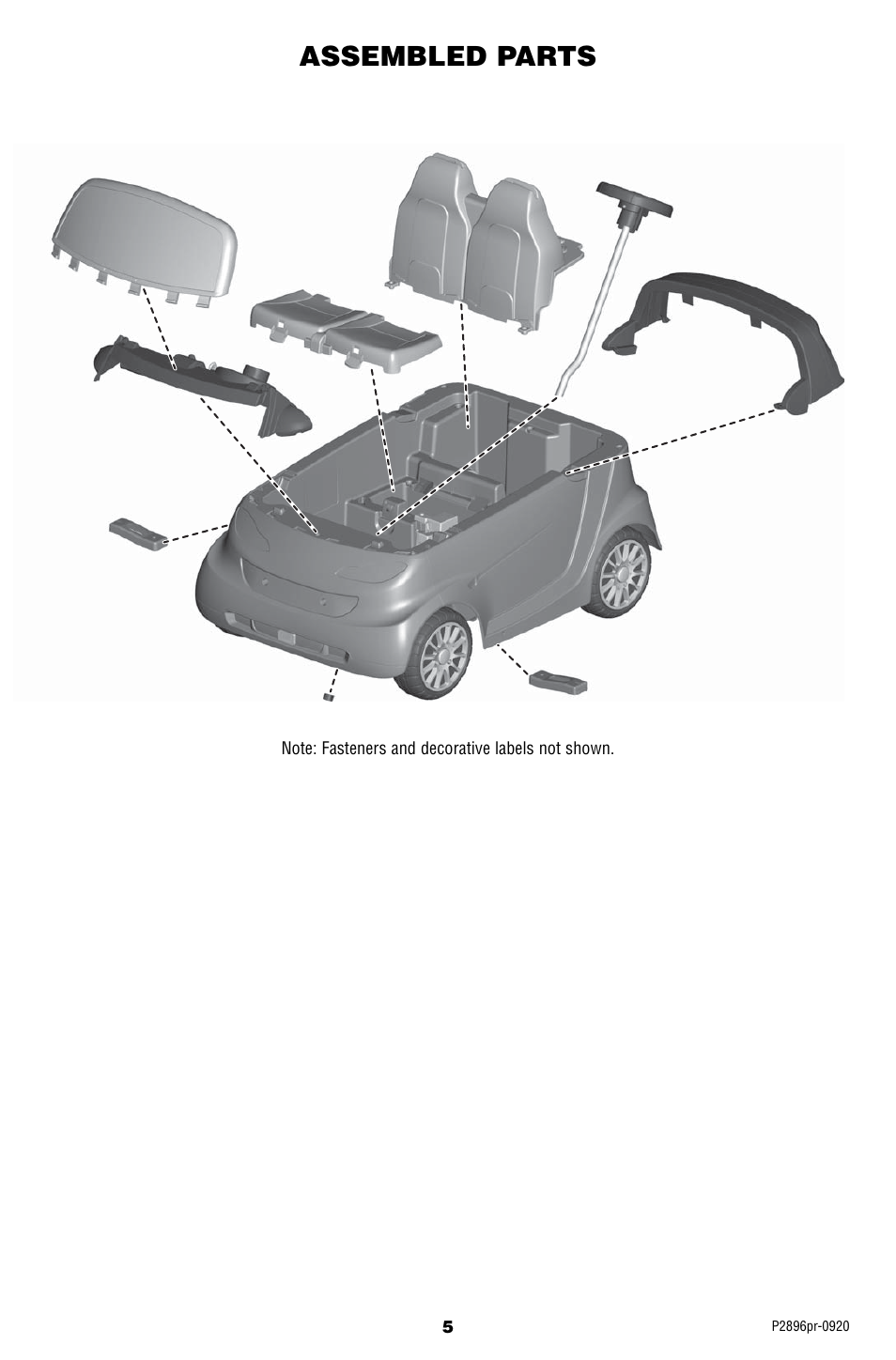 Assembled parts | Fisher-Price SMART FORTWO P2896 User Manual | Page 5 / 20