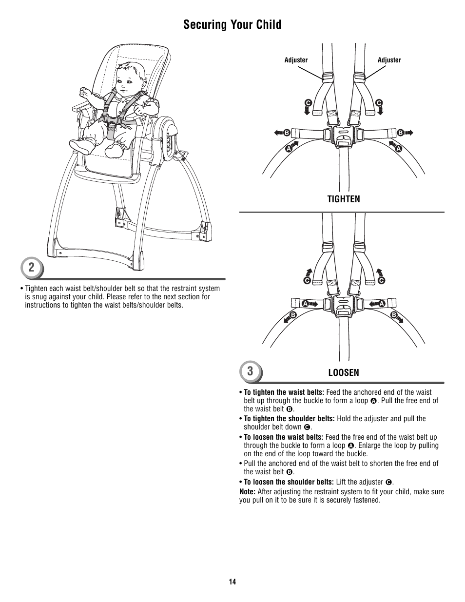 2securing your child | Fisher-Price P4259 User Manual | Page 14 / 20