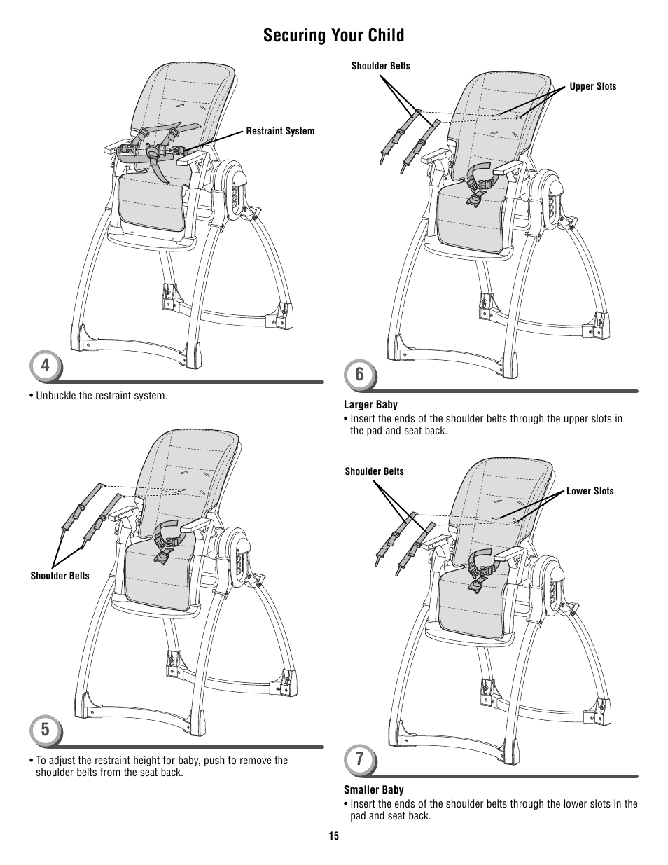 Securing your child | Fisher-Price P4259 User Manual | Page 15 / 20