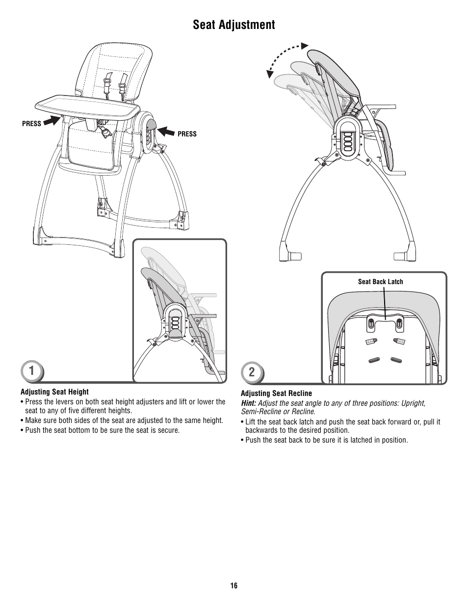 2seat adjustment | Fisher-Price P4259 User Manual | Page 16 / 20