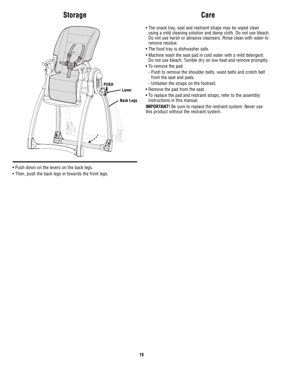 Care, Storage | Fisher-Price P4259 User Manual | Page 19 / 20