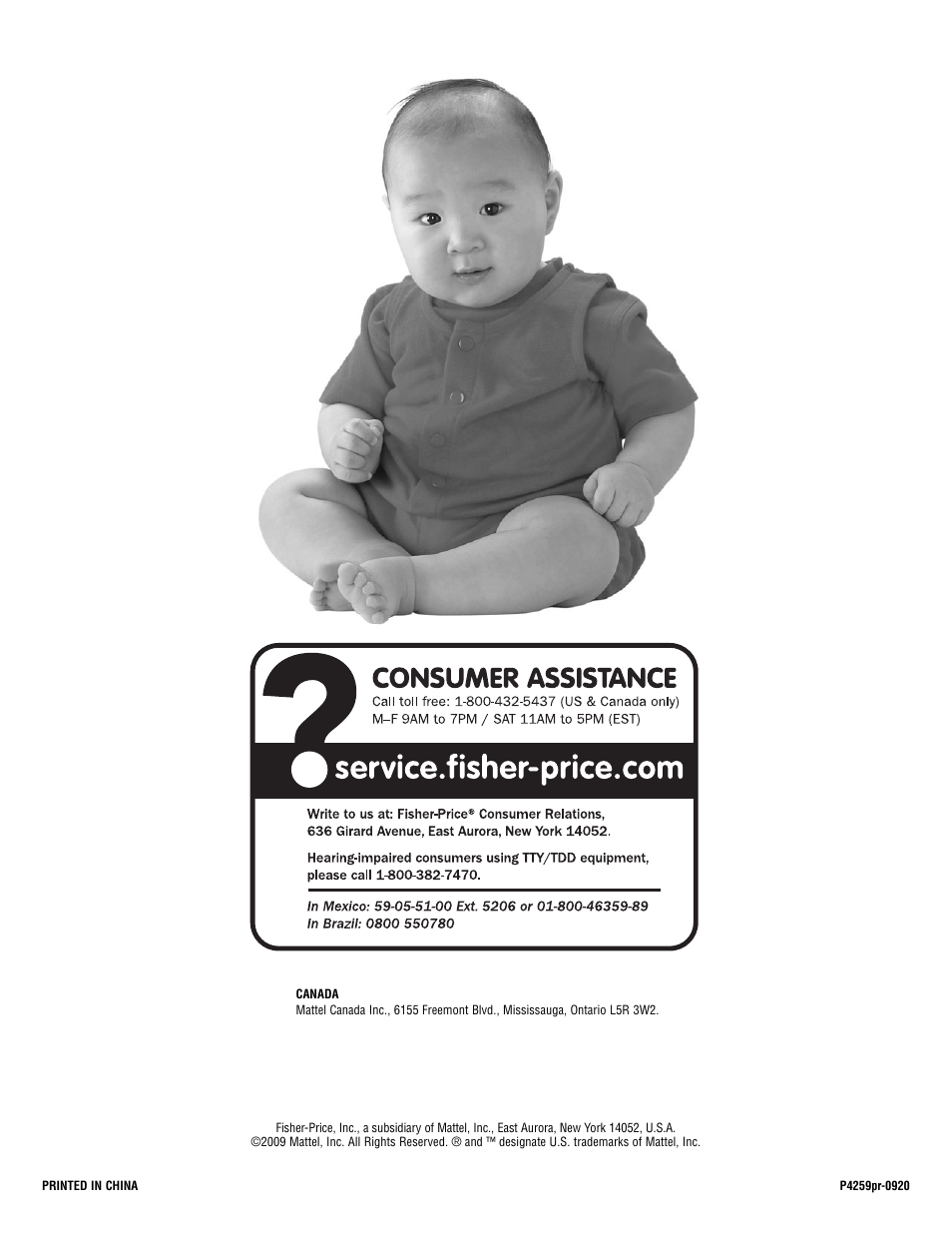 Fisher-Price P4259 User Manual | Page 20 / 20