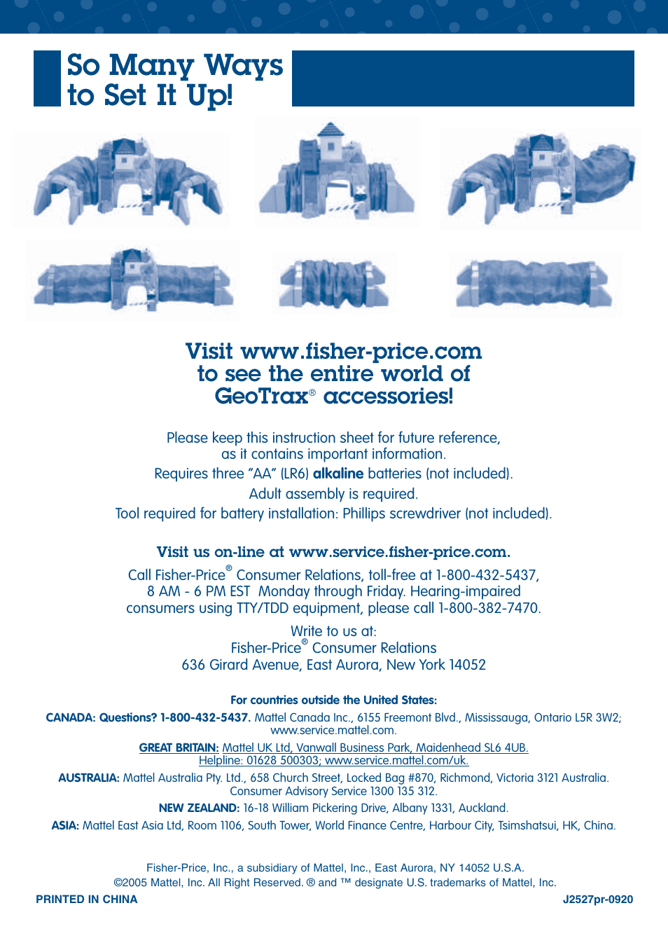 So many ways to set it up, Accessories | Fisher-Price GEOTRAX J2527 User Manual | Page 6 / 6