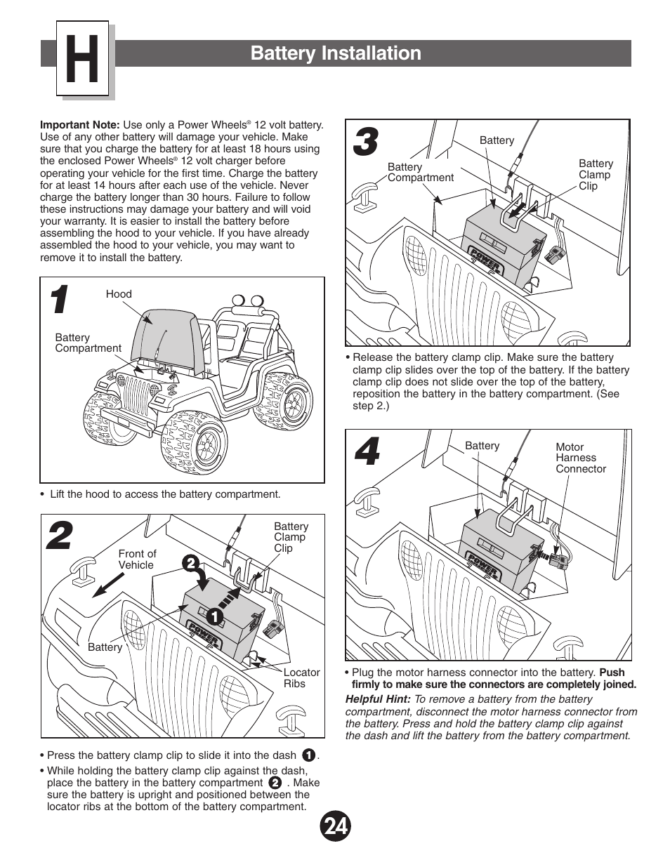 Battery installation | Fisher-Price BARBIE KEEP BEACH RANGER 78478 User Manual | Page 24 / 38