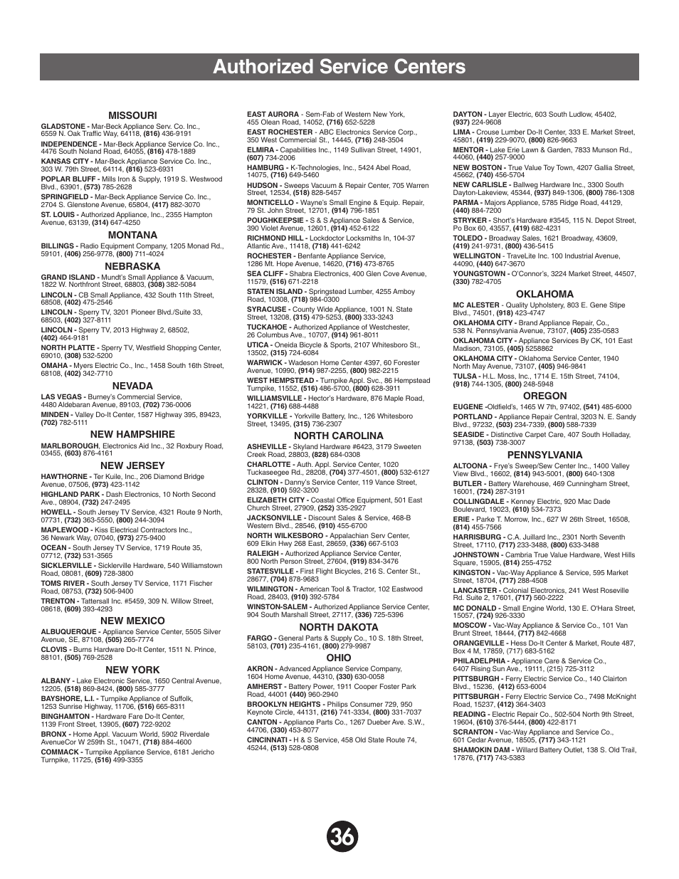 Authorized service centers | Fisher-Price BARBIE KEEP BEACH RANGER 78478 User Manual | Page 36 / 38
