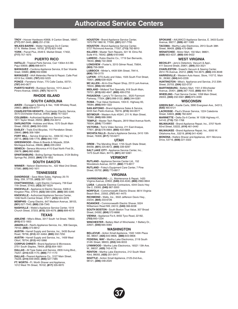 Authorized service centers | Fisher-Price BARBIE KEEP BEACH RANGER 78478 User Manual | Page 37 / 38