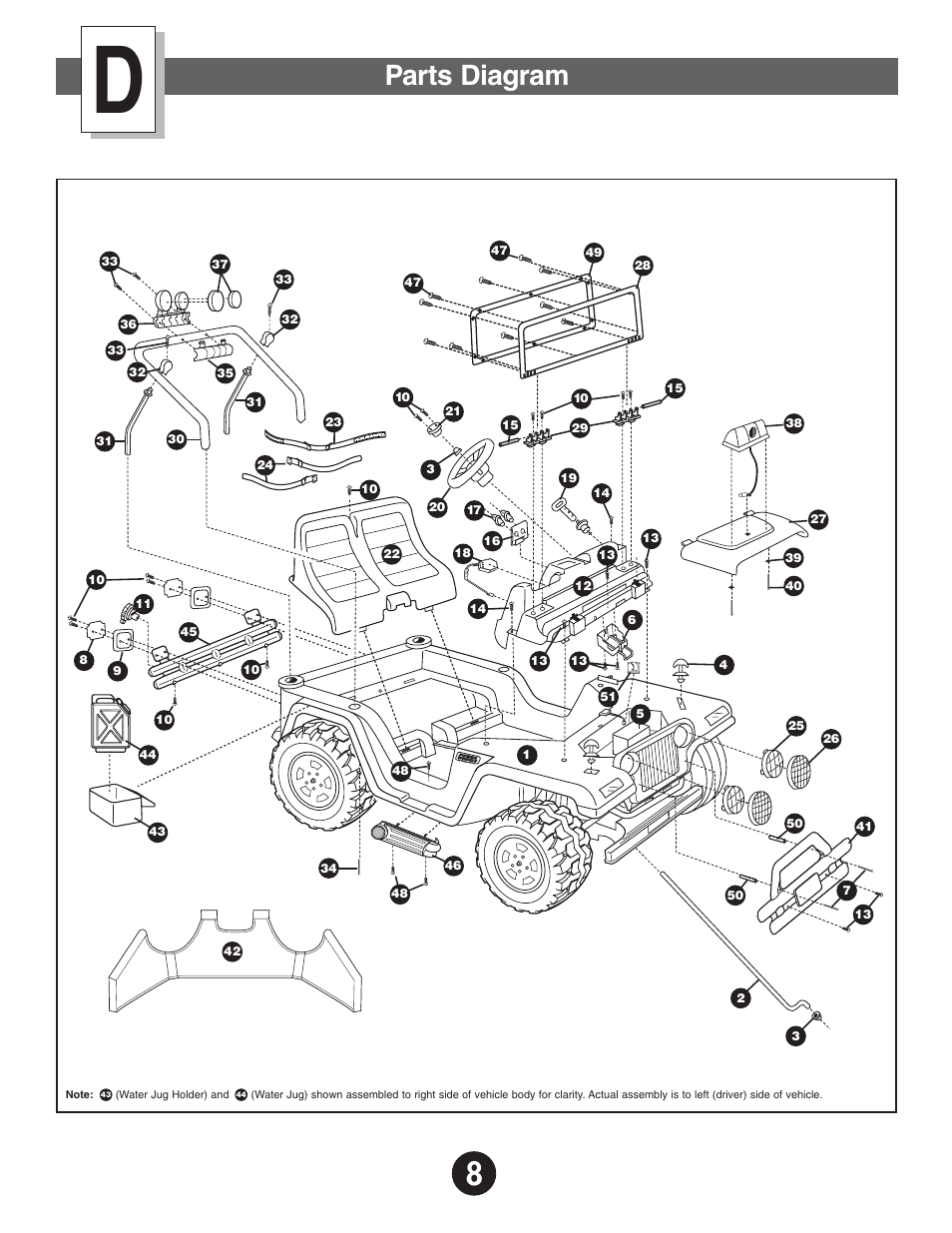 Parts diagram | Fisher-Price BARBIE KEEP BEACH RANGER 78478 User Manual | Page 8 / 38