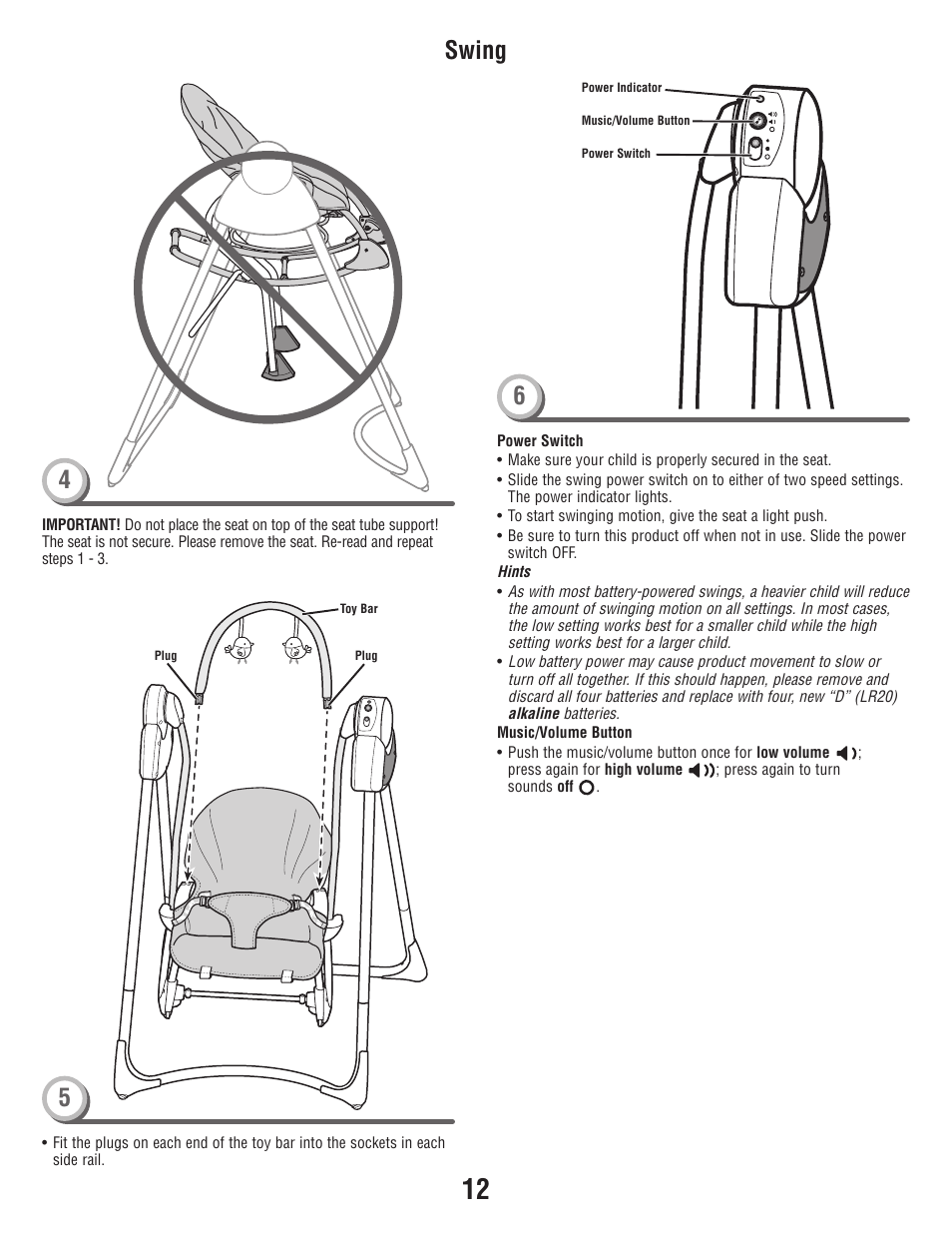 Swing | Fisher-Price P6946 User Manual | Page 12 / 16