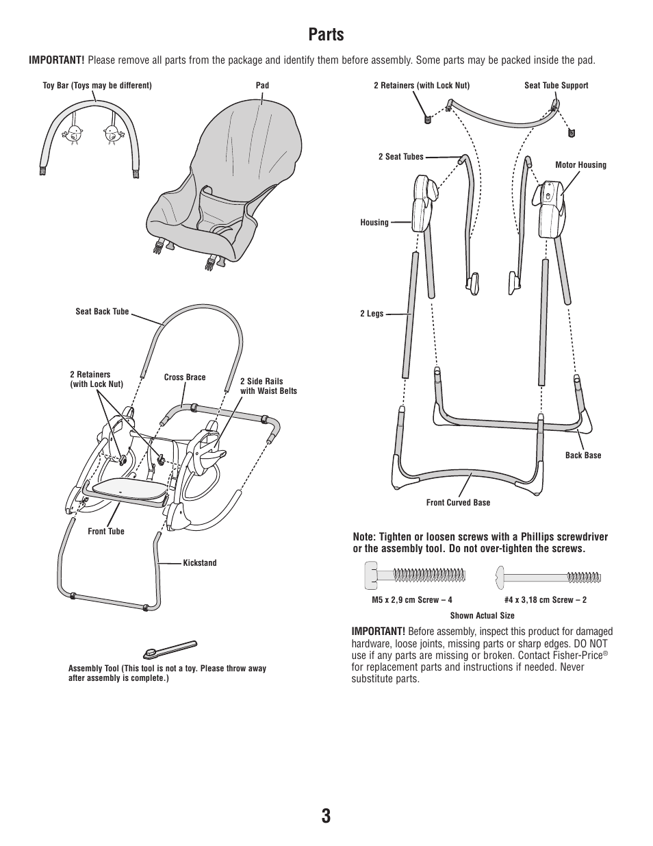 Parts | Fisher-Price P6946 User Manual | Page 3 / 16